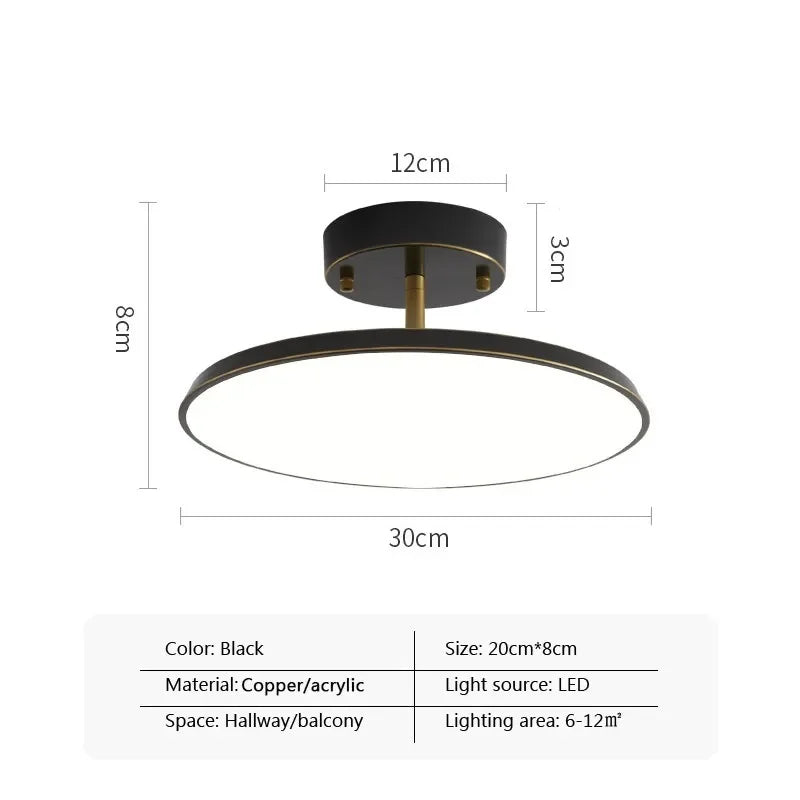 Plafonnier LED Moderne Disque Céleste en Cuivre et Acrylique pour salon