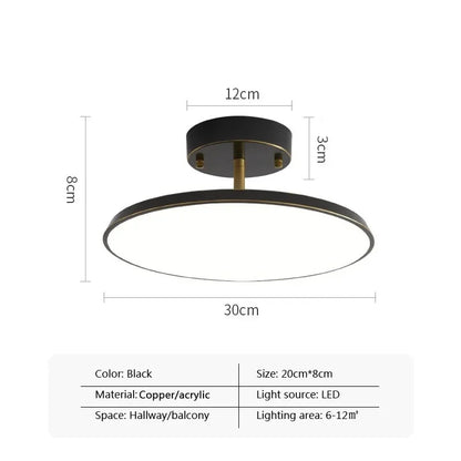 Plafonnier LED Moderne Disque Céleste en Cuivre et Acrylique pour salon