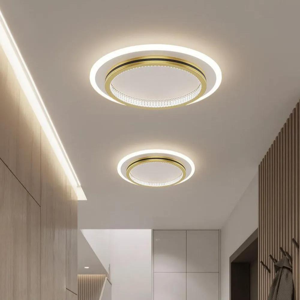 Plafonnier LED rond en fer forgé et acrylique pour Salon