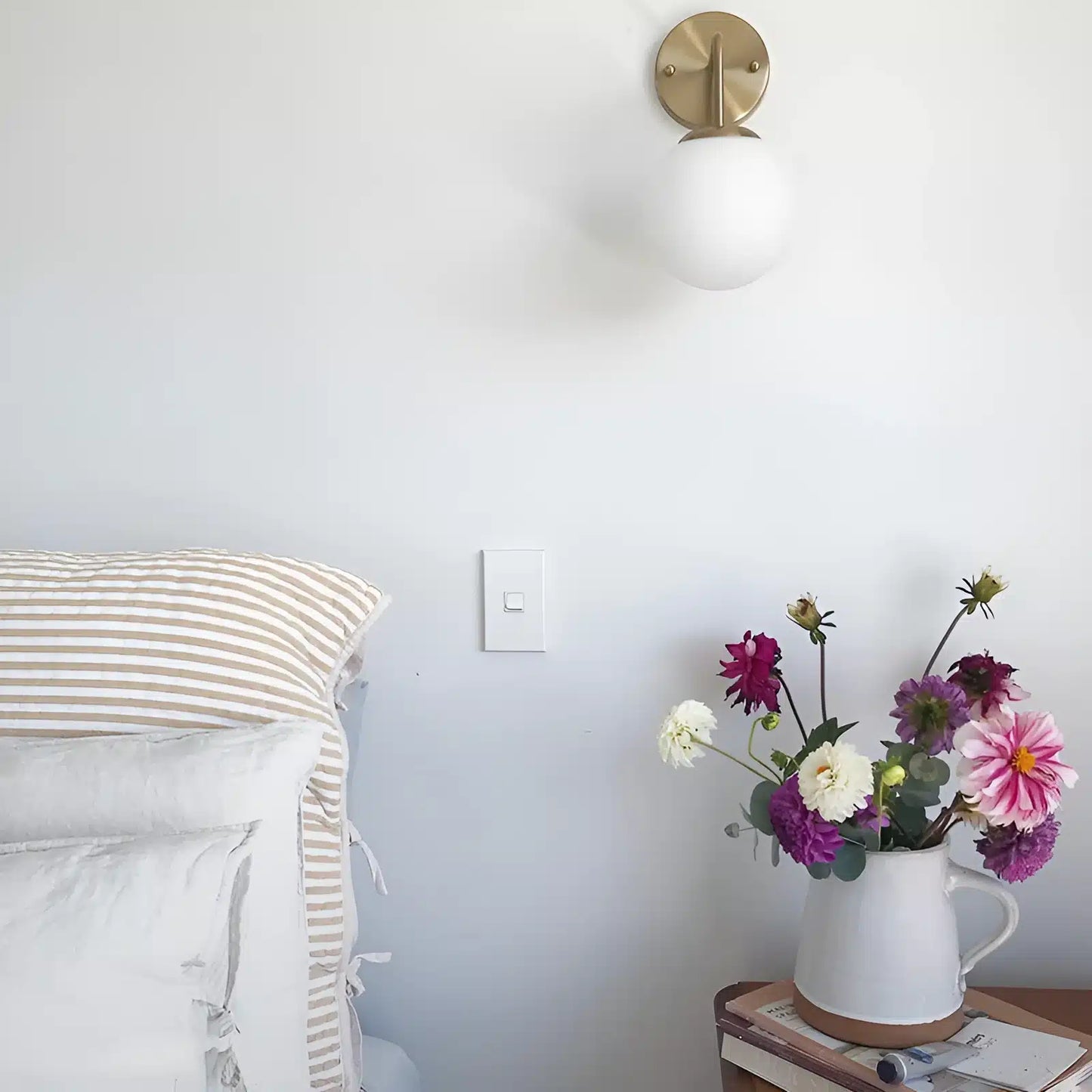 Applique Murale LED Minimaliste Moderne avec Abat-Jour en Lin