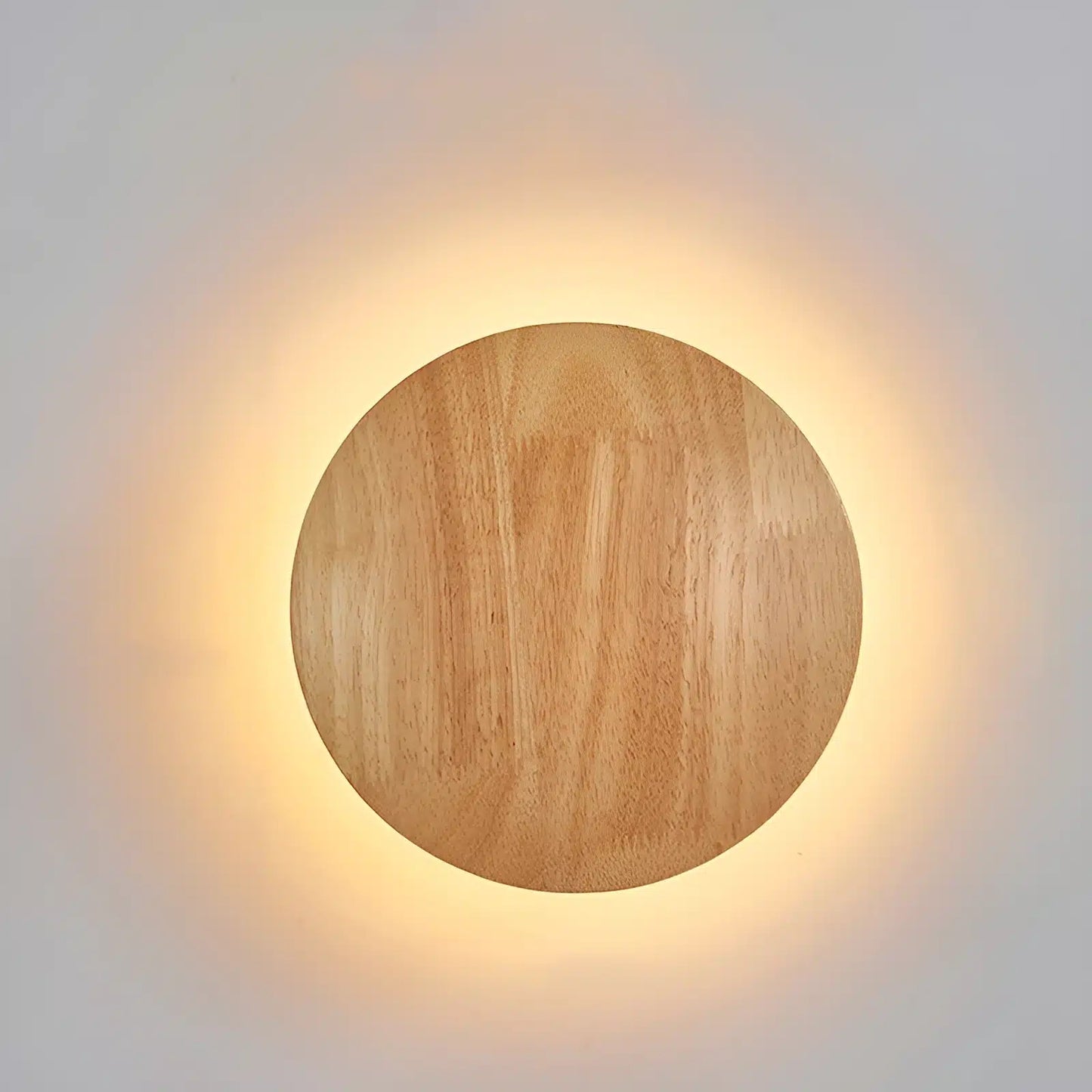 Applique Murale LED Ronde en Bois - Design Nordique Moderne