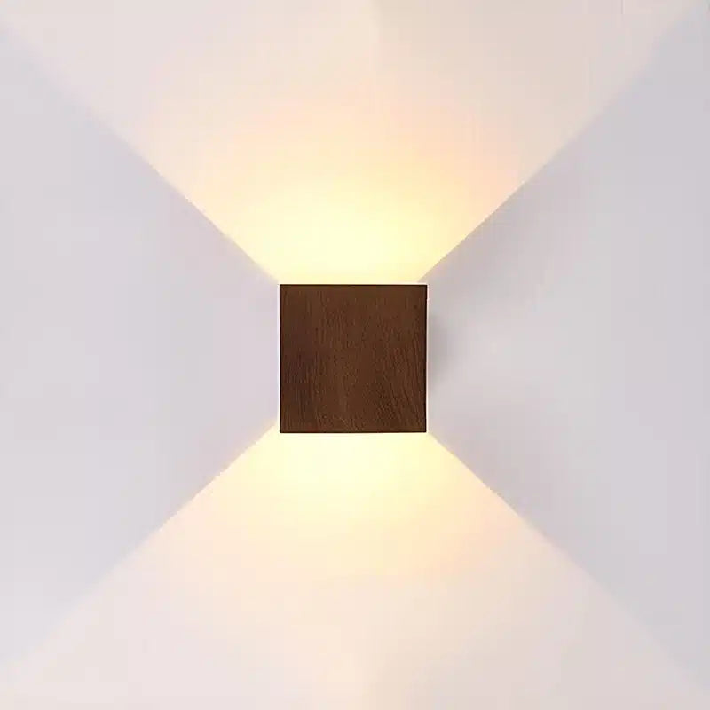Applique murale LED moderne minimaliste carrée en bois pour Salon