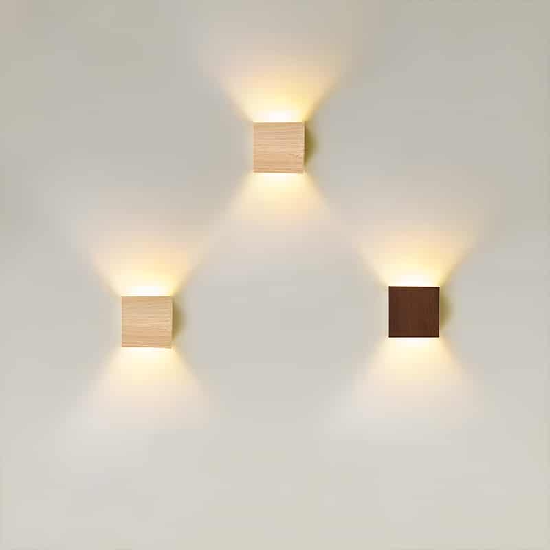 Applique murale LED moderne minimaliste carrée en bois pour Salon