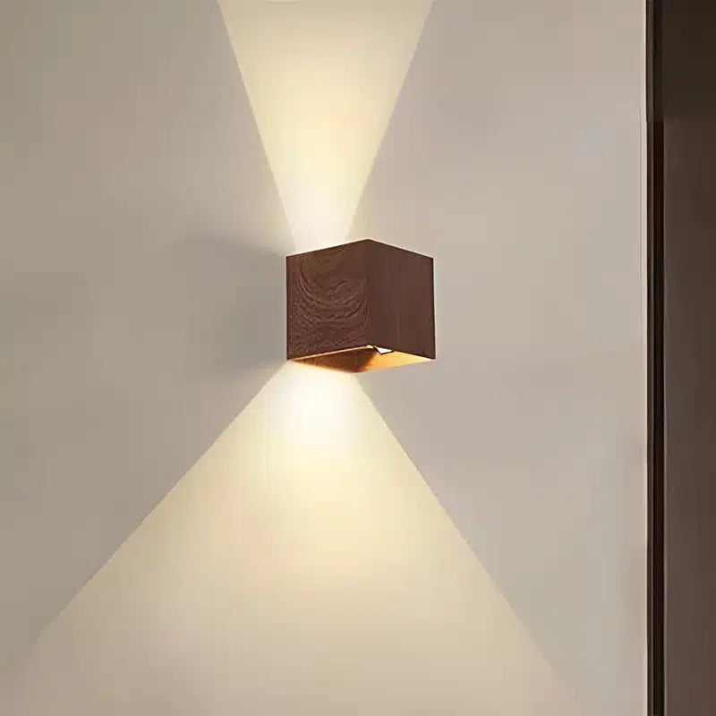 Applique murale LED moderne minimaliste carrée en bois pour Salon