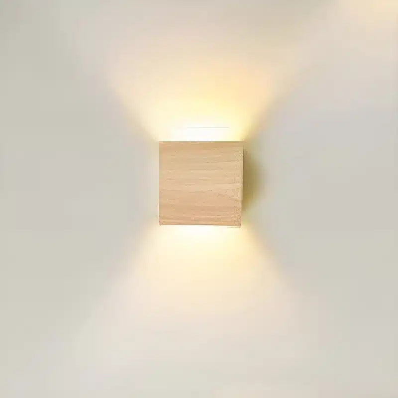 Applique murale LED moderne minimaliste carrée en bois pour Salon