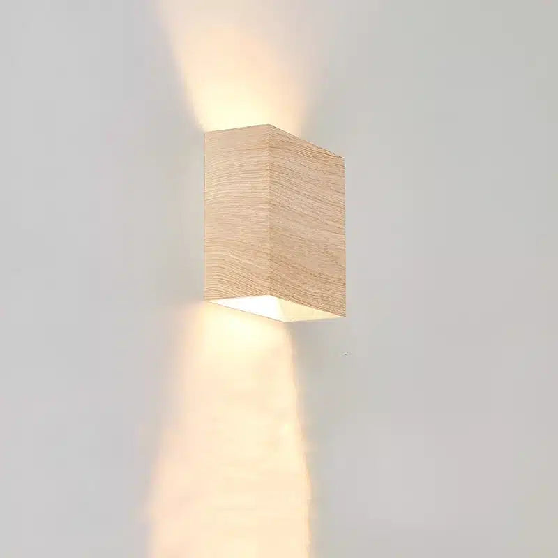 Applique murale LED moderne minimaliste carrée en bois pour Salon