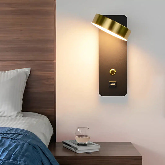 Applique murale LED pivotable avec interrupteur pour chambre
