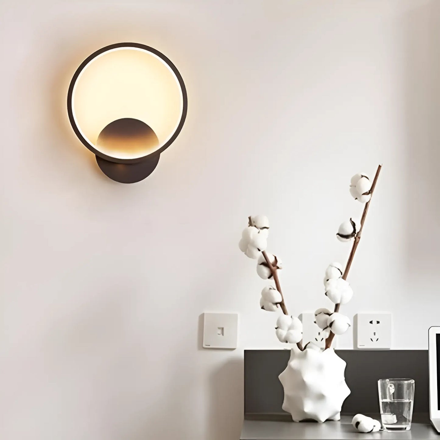 Applique murale en forme de cercle lumineux pour chambre