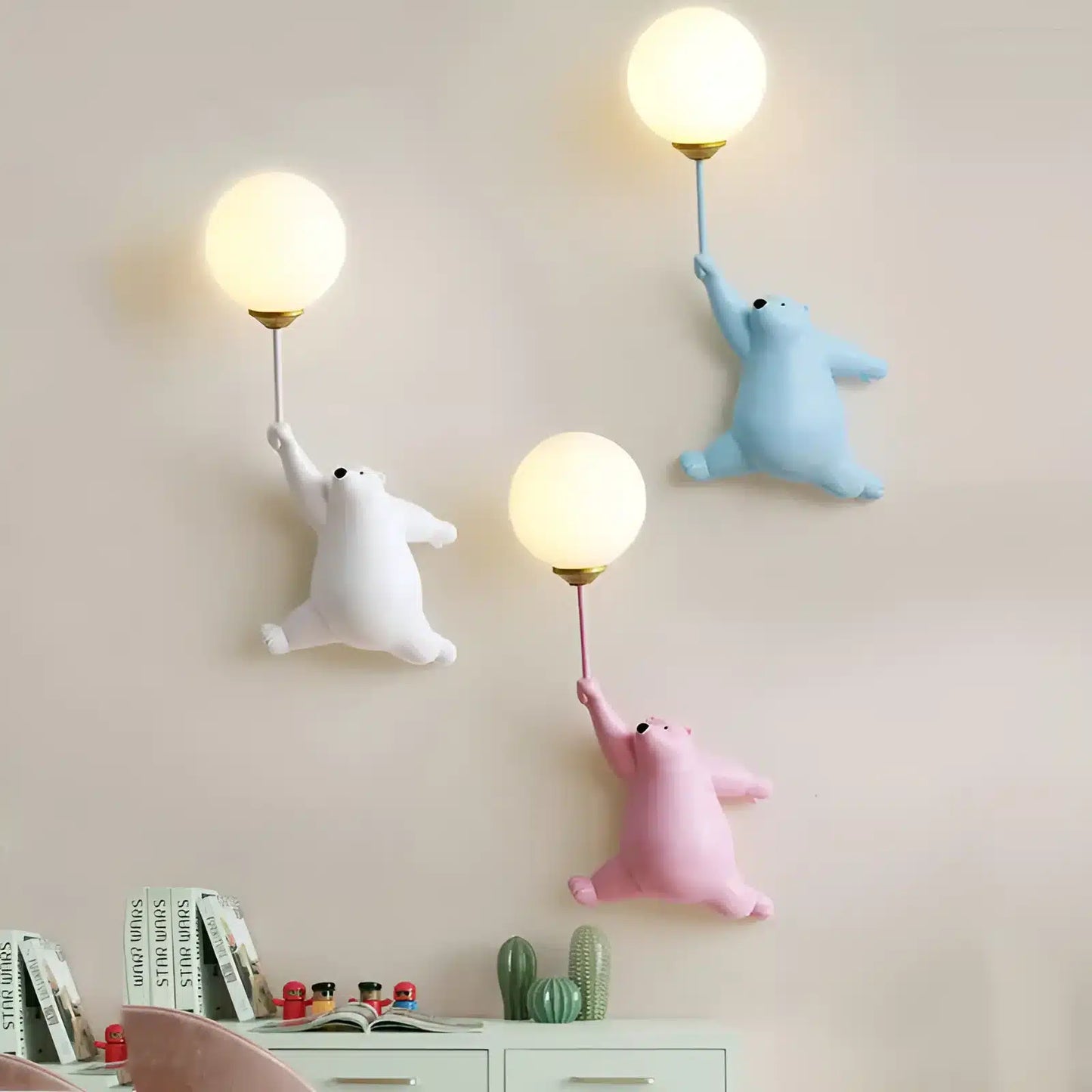 Applique murale ours avec ballon 3D pour chambre
