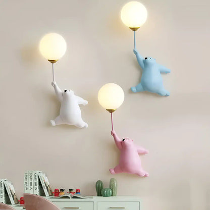 Applique murale ours avec ballon 3D pour chambre