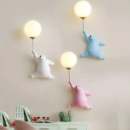 Applique murale ours avec ballon 3D pour chambre
