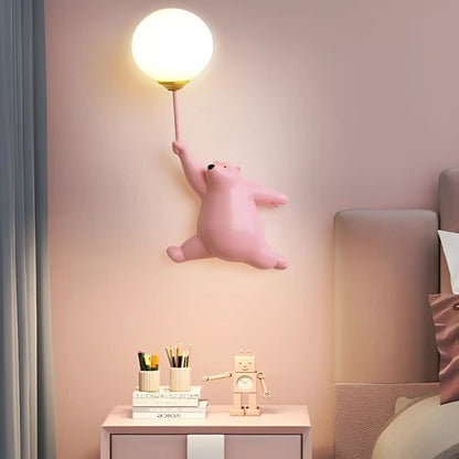 Applique murale ours avec ballon 3D pour chambre