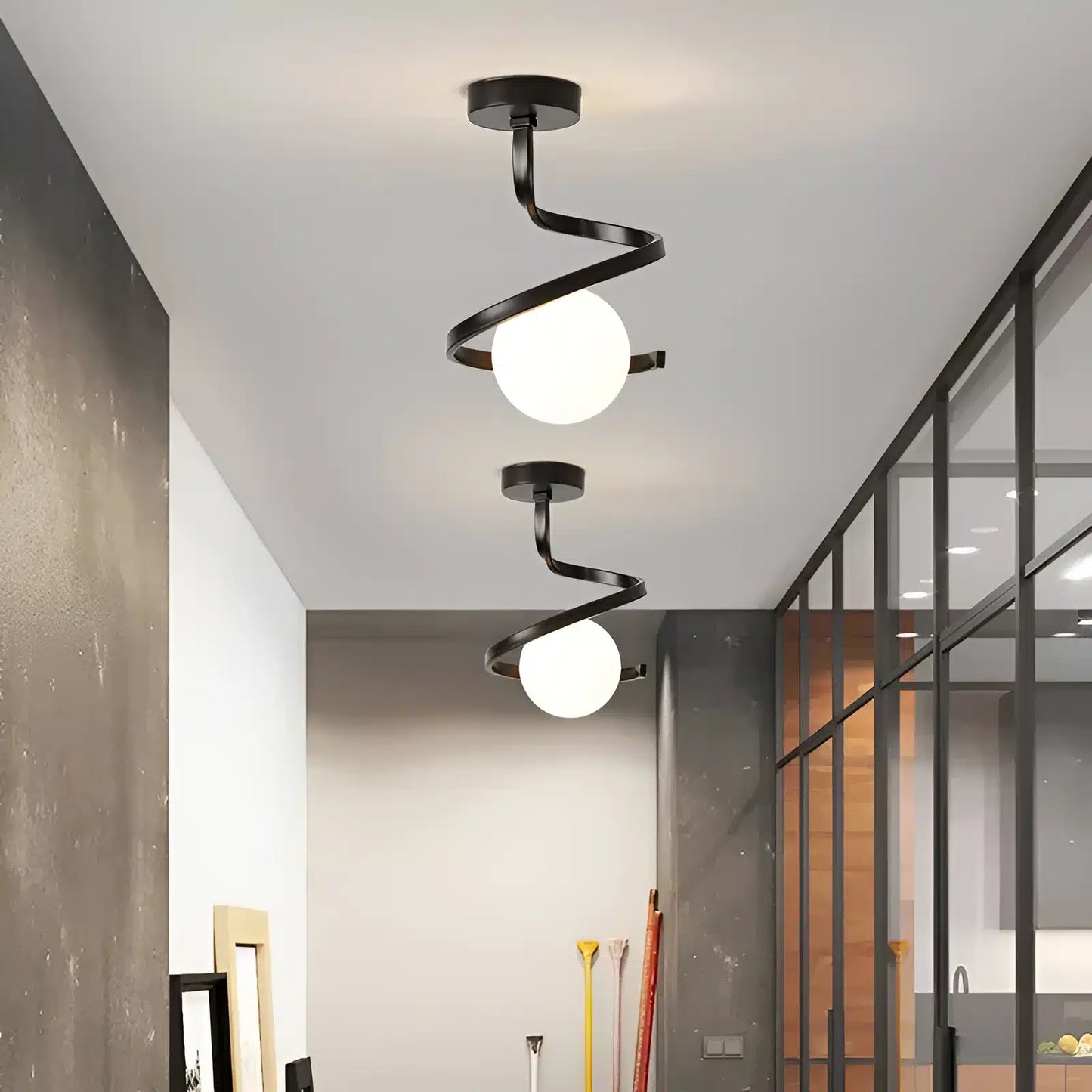 Plafonnier LED en globe de verre style Nordique pour salon