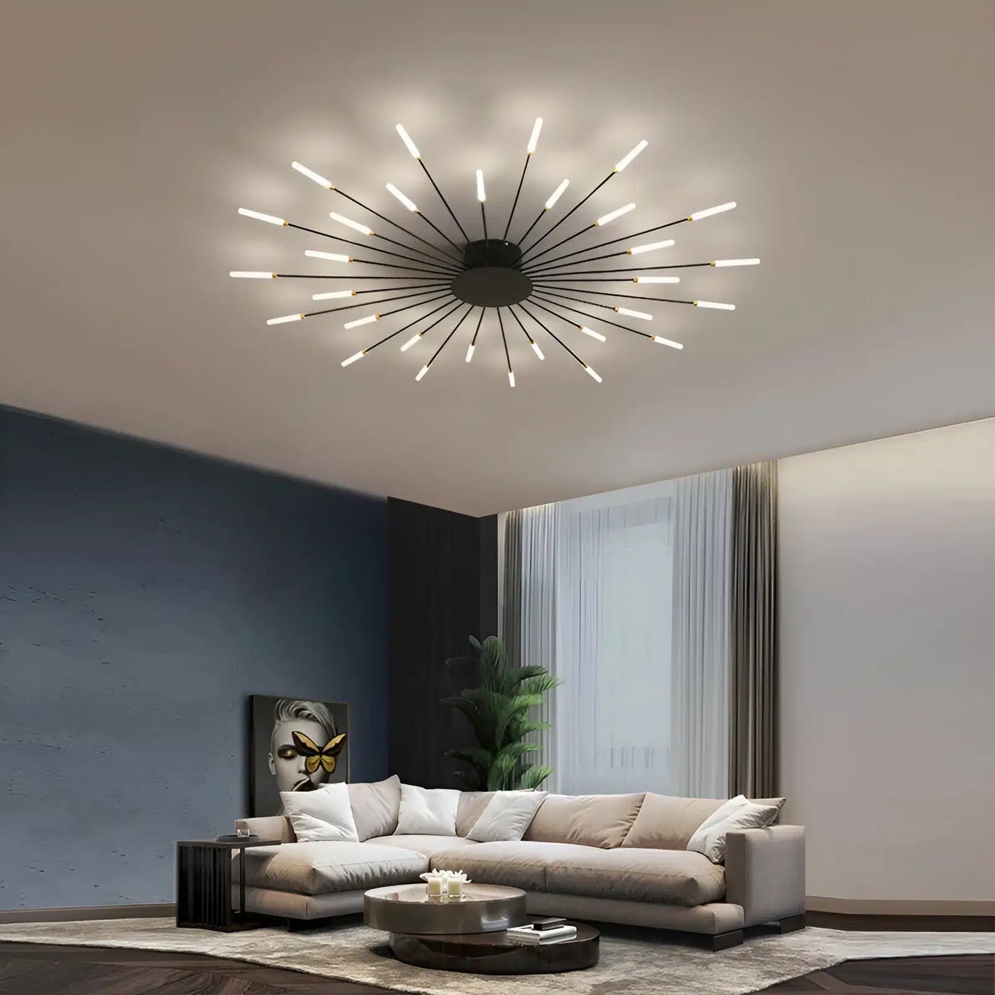 Plafonnier LED Moderne Effet Feux d'Artifice pour Salon