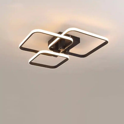 Plafonnier LED Moderne en Blanc et Noir avec 3 ou 6 Têtes et Télécommande pour le Salon