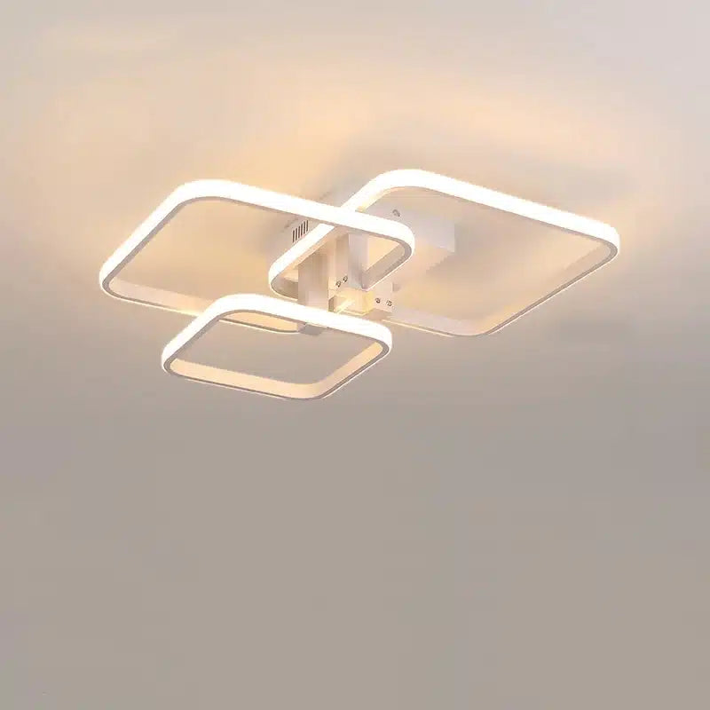 Plafonnier LED Moderne en Blanc et Noir avec 3 ou 6 Têtes et Télécommande pour le Salon