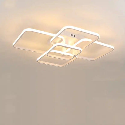 Plafonnier LED Moderne en Blanc et Noir avec 3 ou 6 Têtes et Télécommande pour le Salon