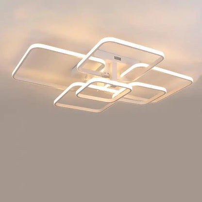 Plafonnier LED Moderne en Blanc et Noir avec 3 ou 6 Têtes et Télécommande pour le Salon