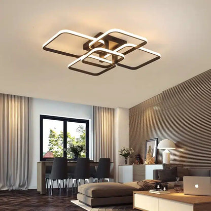 Plafonnier LED Moderne en Blanc et Noir avec 3 ou 6 Têtes et Télécommande pour le Salon