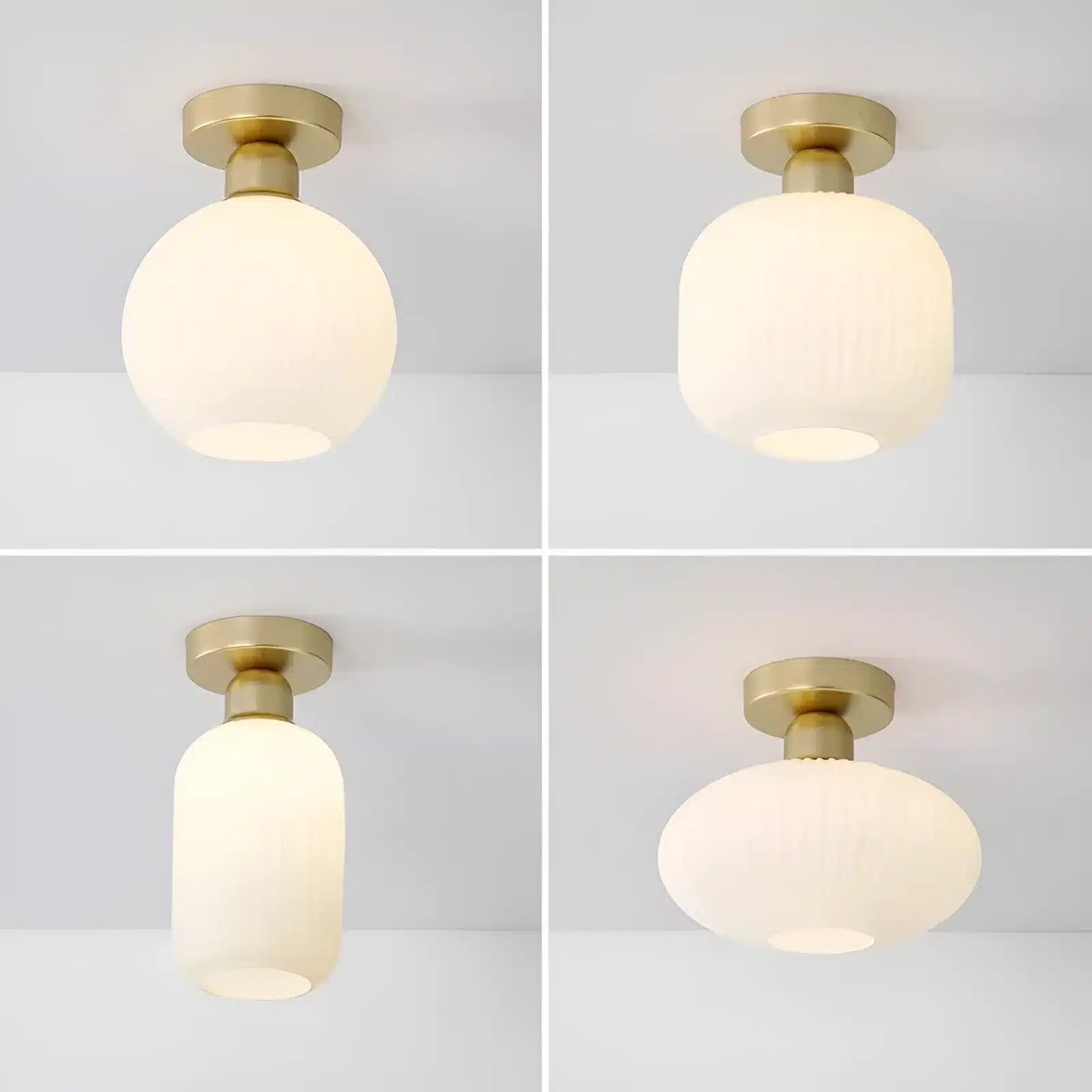 Plafonnier LED Nordique en Verre Semi-Encastré