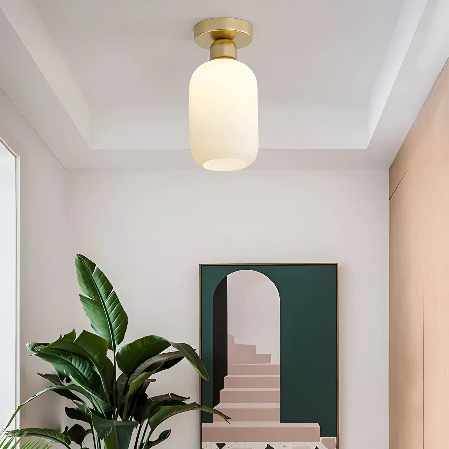 Plafonnier LED Nordique en Verre Semi-Encastré
