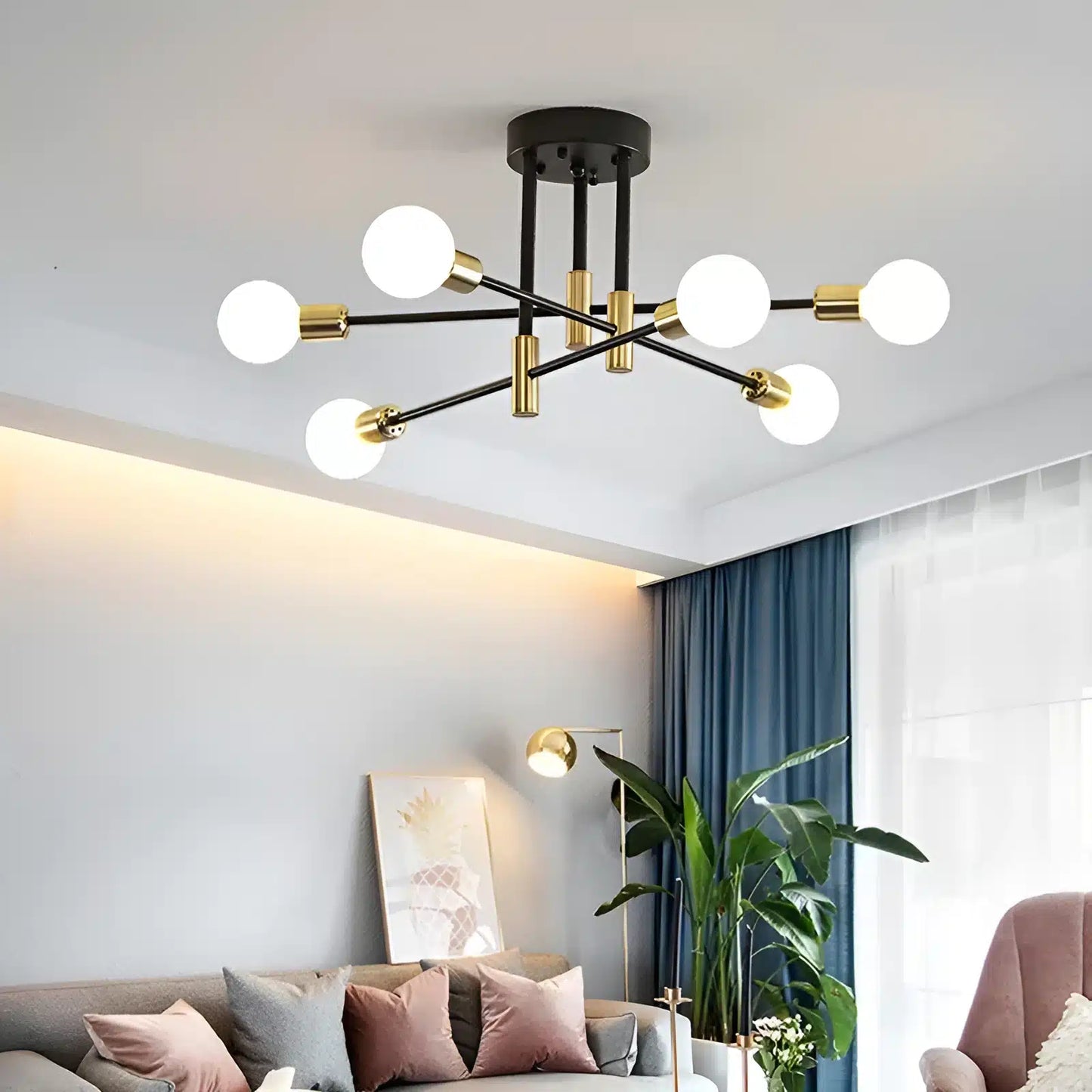 Plafonnier LED Suspension pour Salon 4 ou 6 Ampoules