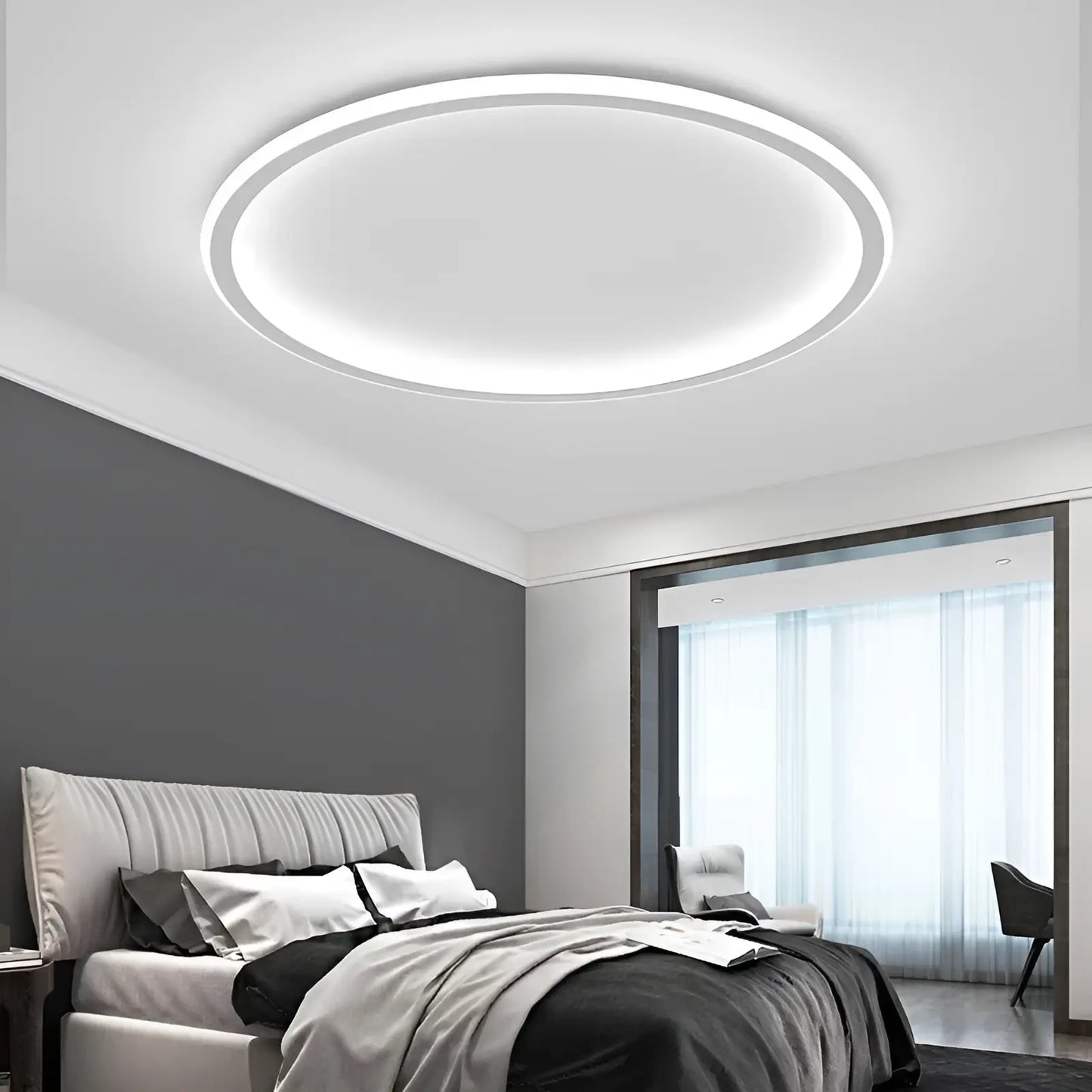 Plafonnier LED arc de lumière avec télécommande pour salon