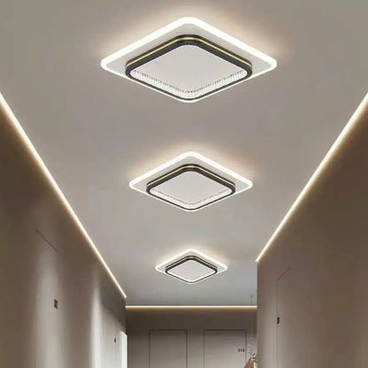 Plafonnier LED carré en fer forgé et acrylique pour Salon