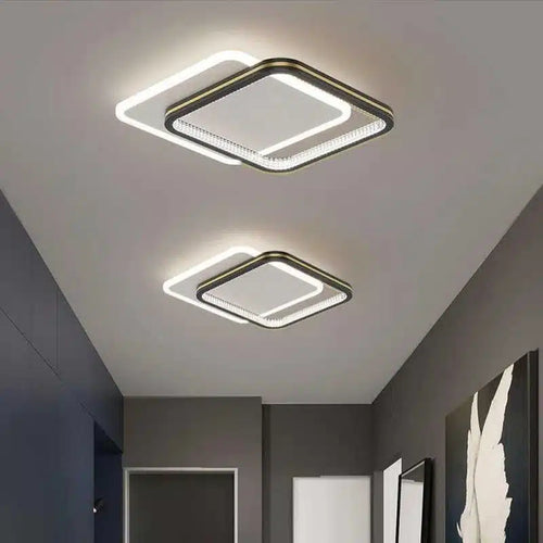 Plafonnier LED carré en fer forgé et acrylique pour Salon
