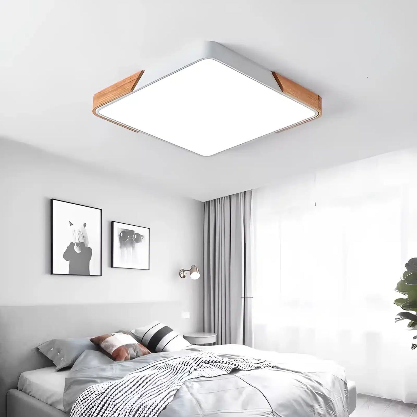 Plafonnier LED carré avec des coins arrondis pour salon