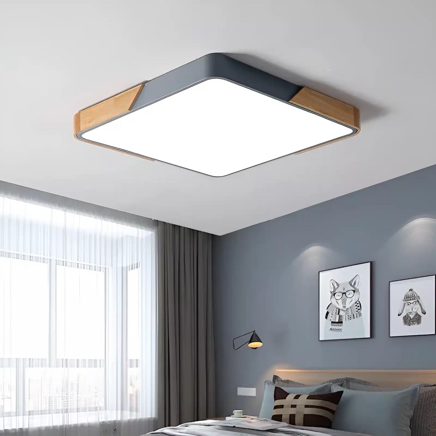 Plafonnier LED carré avec des coins arrondis pour salon