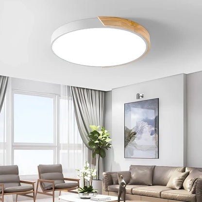 Plafonnier LED chic et moderne en bois pour salon
