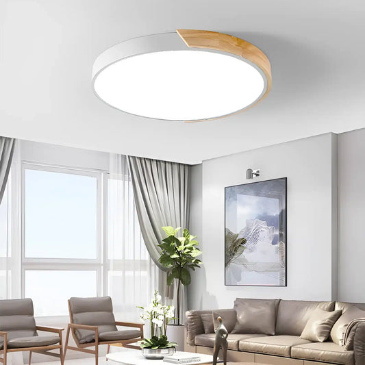 Plafonnier LED chic et moderne en bois pour salon