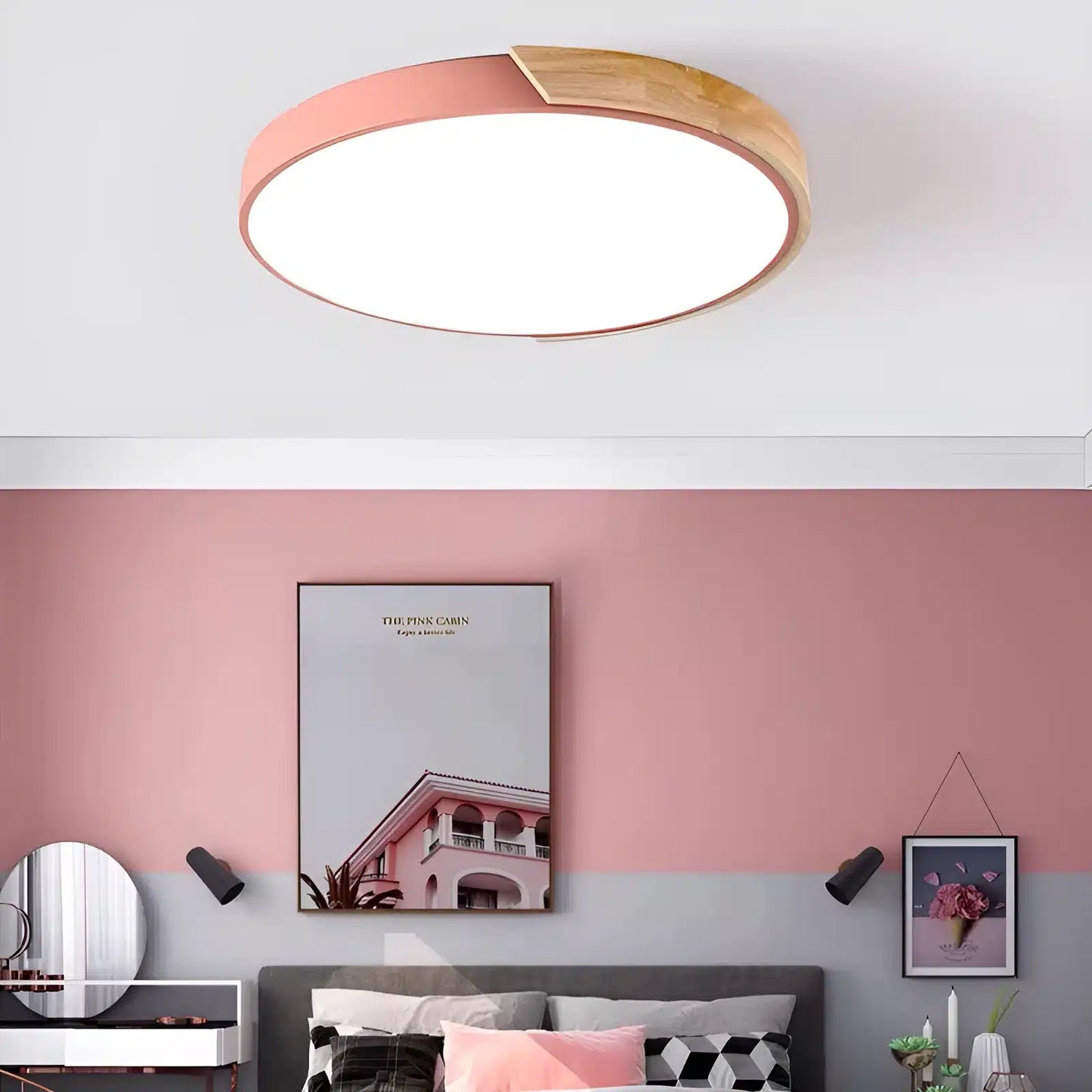 Plafonnier LED chic et moderne en bois pour salon