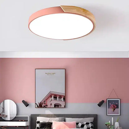 Plafonnier LED circulaire en bois ultra-mince pour chambre
