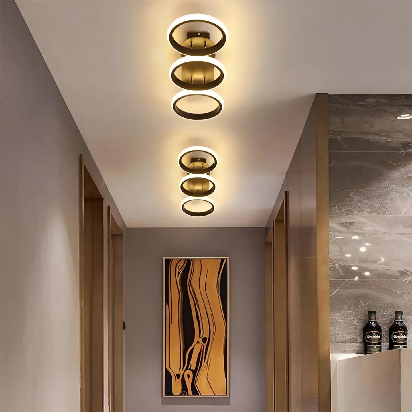 Plafonnier LED couronnes lumineuses pour salon