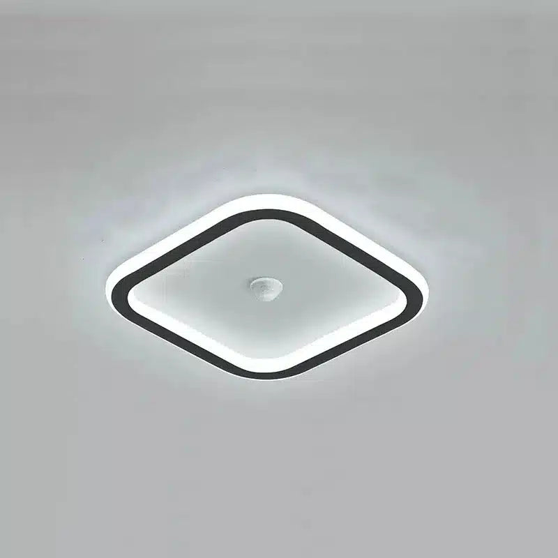 Plafonnier LED au design moderne forme ronde et carrée en noir et blanc pour salon