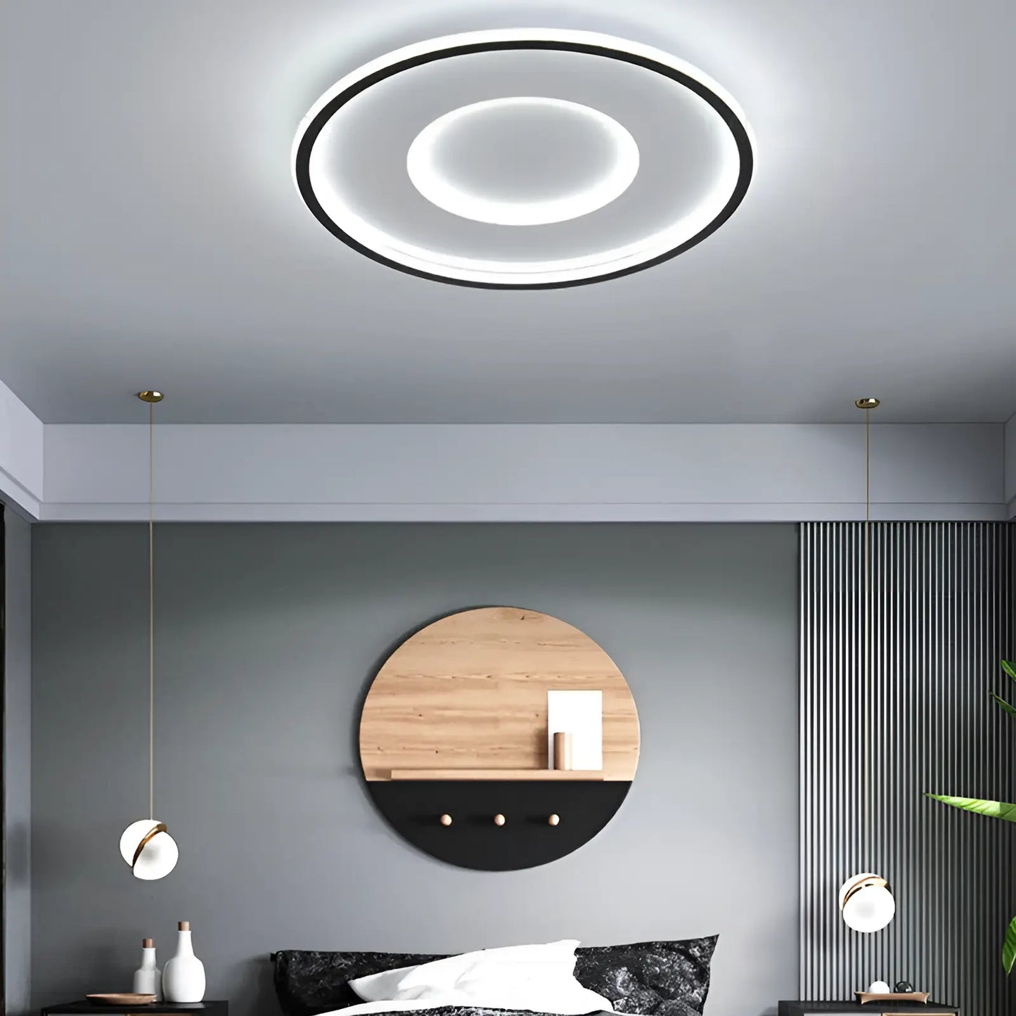 Plafonnier LED double halo pour salon