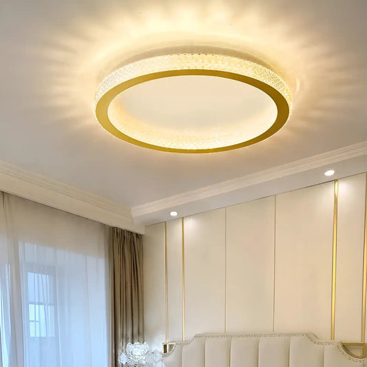 Plafonnier LED en forme d'anneau orné de cristaux pour salon