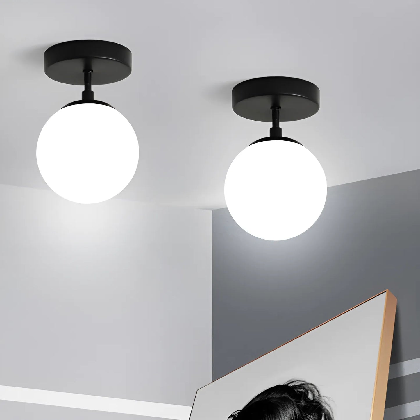 Plafonnier LED en forme de boule lumineuse pour salon