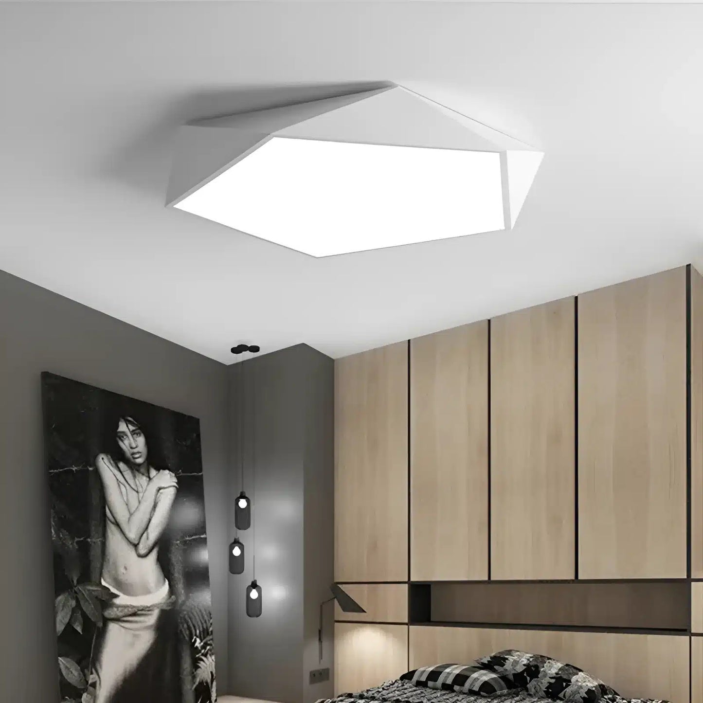 Plafonnier LED en forme d'hexagone irrégulier pour salon
