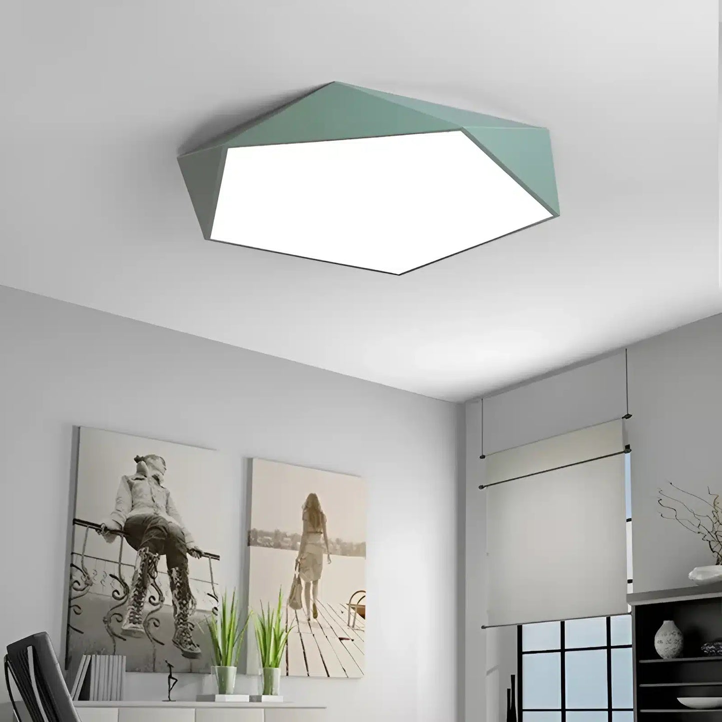 Plafonnier LED en forme d'hexagone irrégulier pour salon
