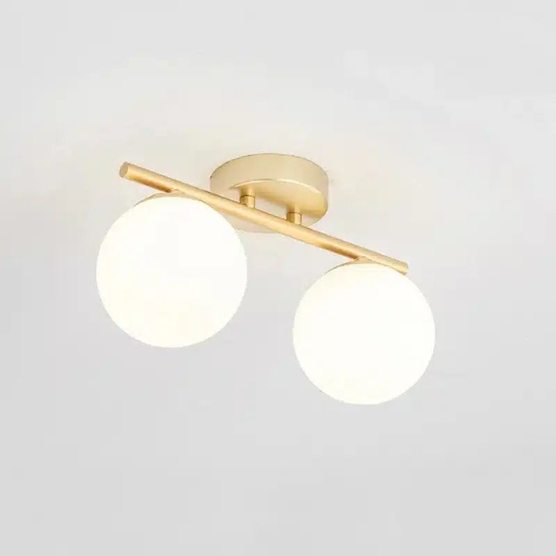 Plafonnier LED en verre nordique en duo ou trio boules blanches pour Salon