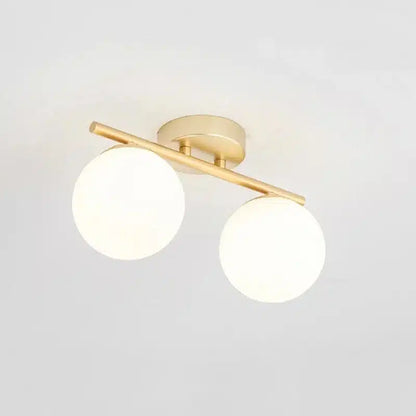Plafonnier LED en verre nordique en duo ou trio boules blanches pour Salon