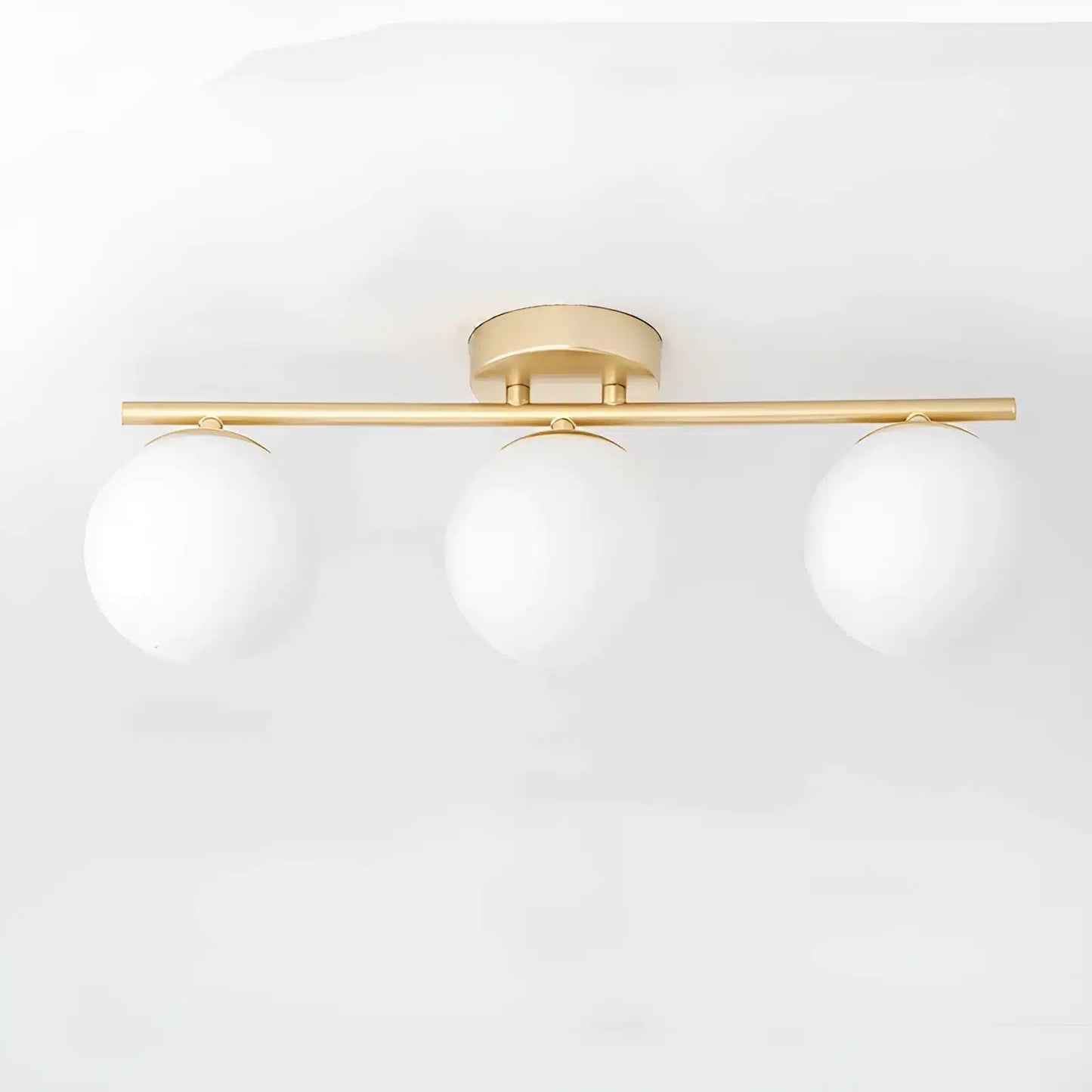 Plafonnier LED en verre nordique en duo ou trio boules blanches pour Salon