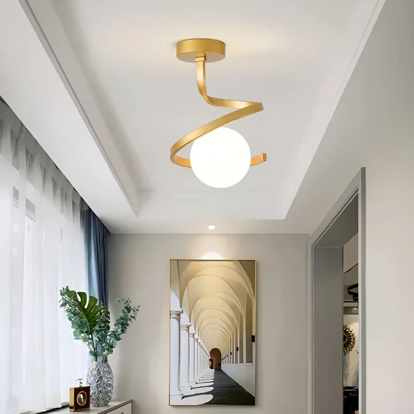 Plafonnier LED en globe de verre style Nordique pour salon