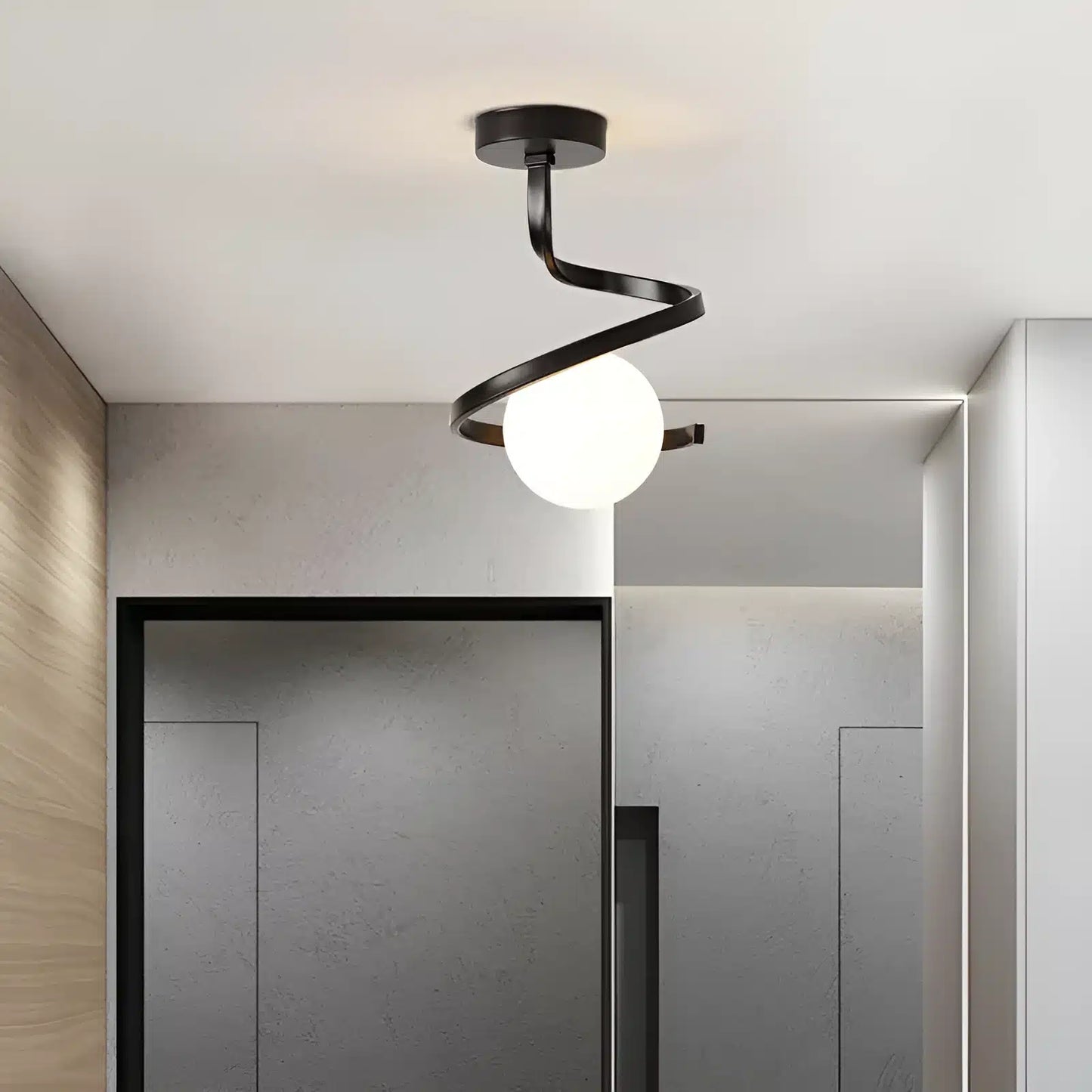 Plafonnier LED en globe de verre style Nordique pour salon
