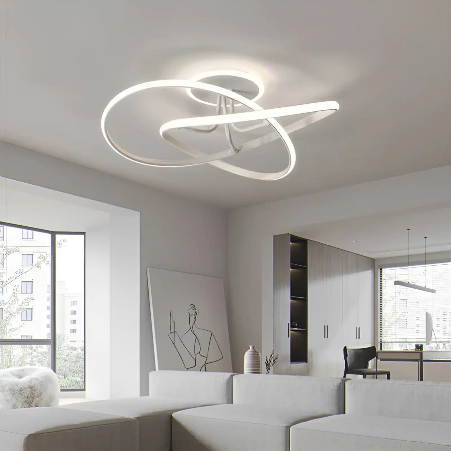 Plafonnier LED moderne multiforme avec lumière dimmable