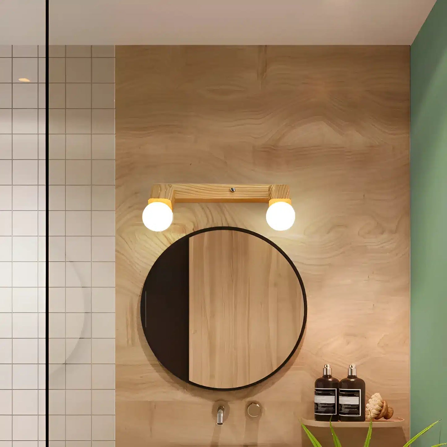 Plafonnier LED nordique avec support en bois