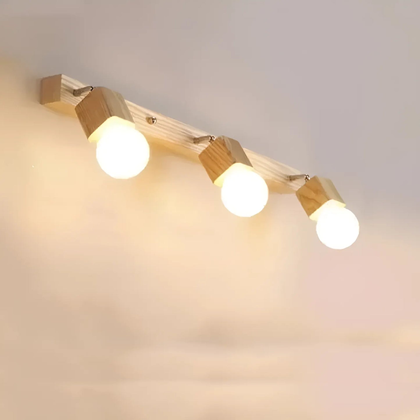 Plafonnier LED nordique avec support en bois